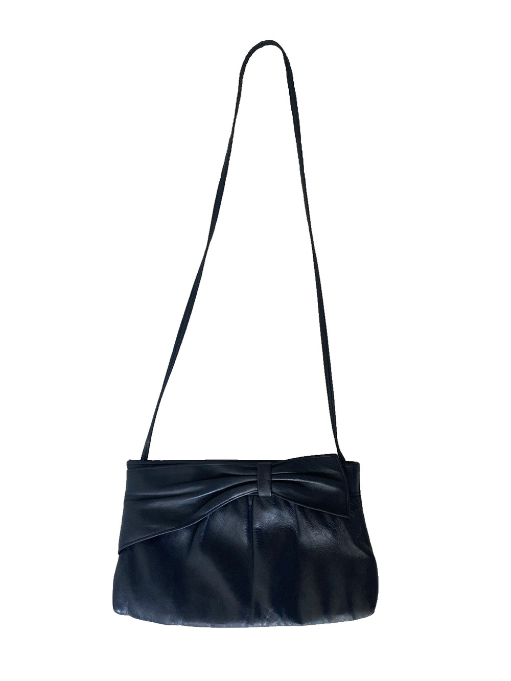 Ande Shoulder Bag Handbag Purse Blue Crossbody Leather Bow Vintage Clutch
